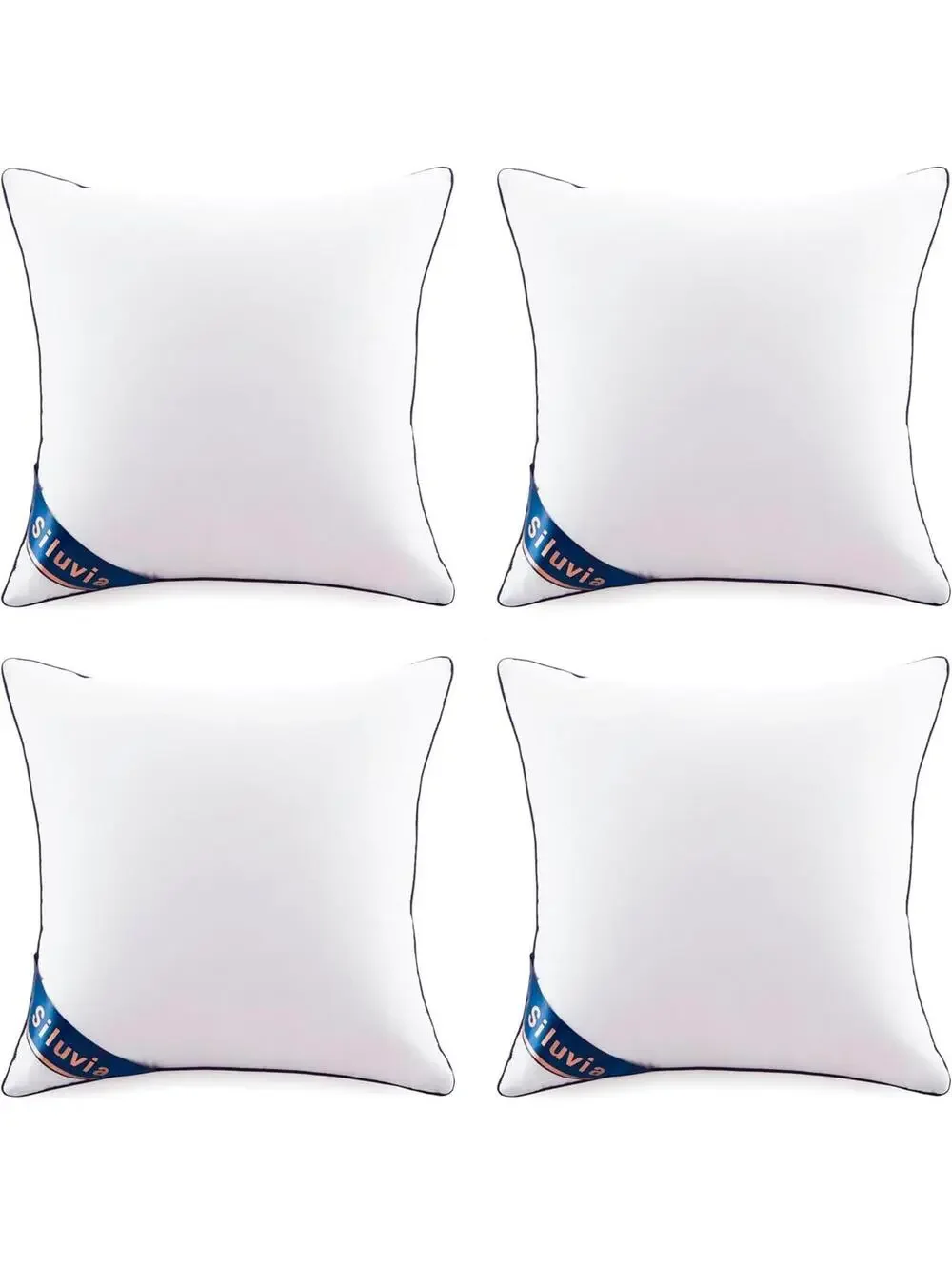 Siluvia 22x22 Pillow Insert Set of 4 Square Throw Pillow Inserts White NEW
